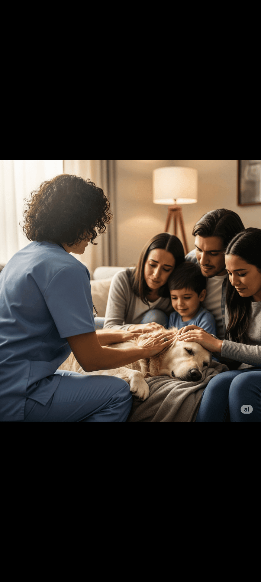 In home euthanasia with family and dog